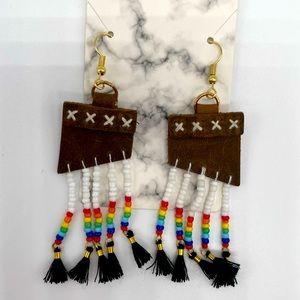 Vintage boho colors beads native american style Earrings